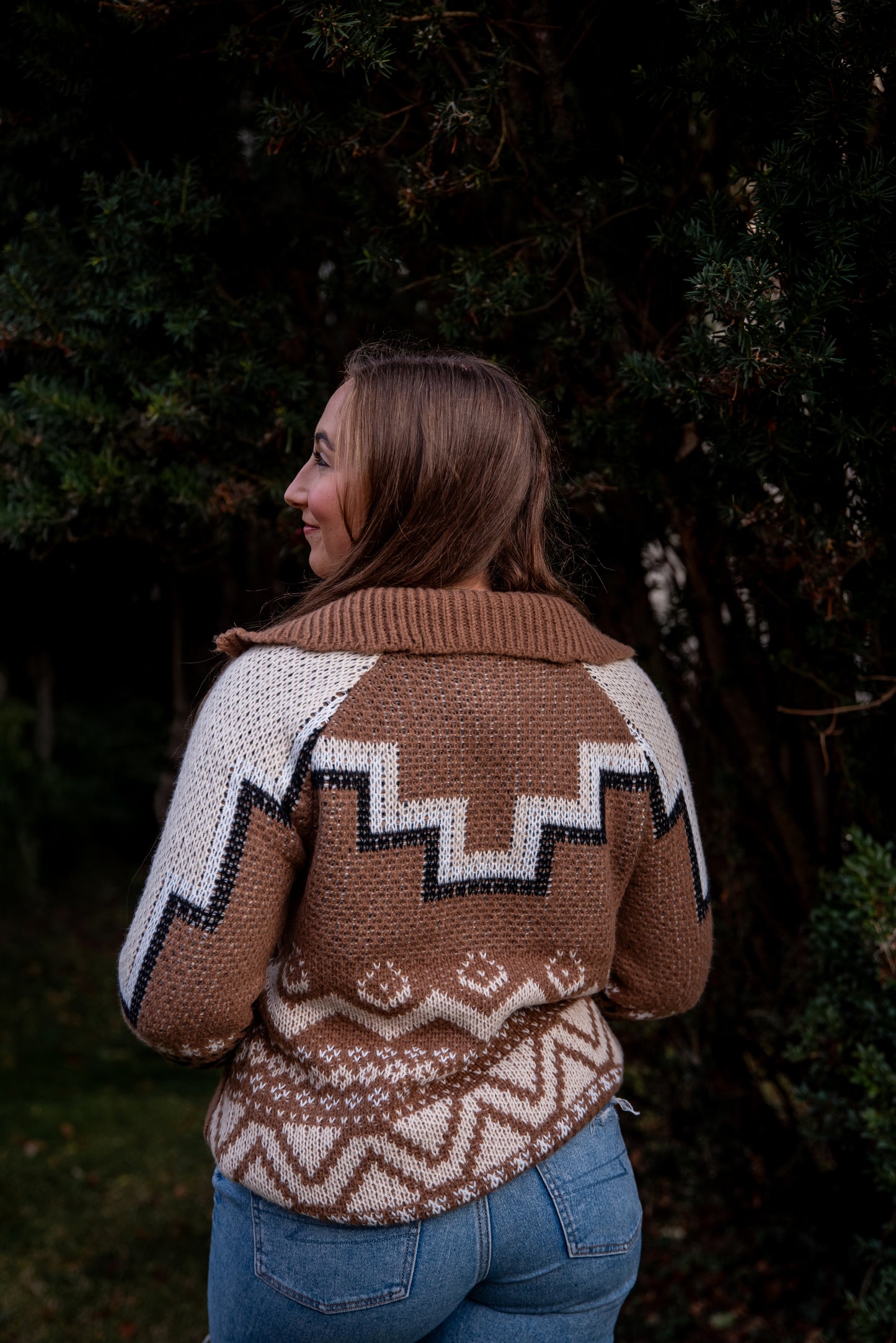 Aztec Haven Zip-Up Knit Sweater