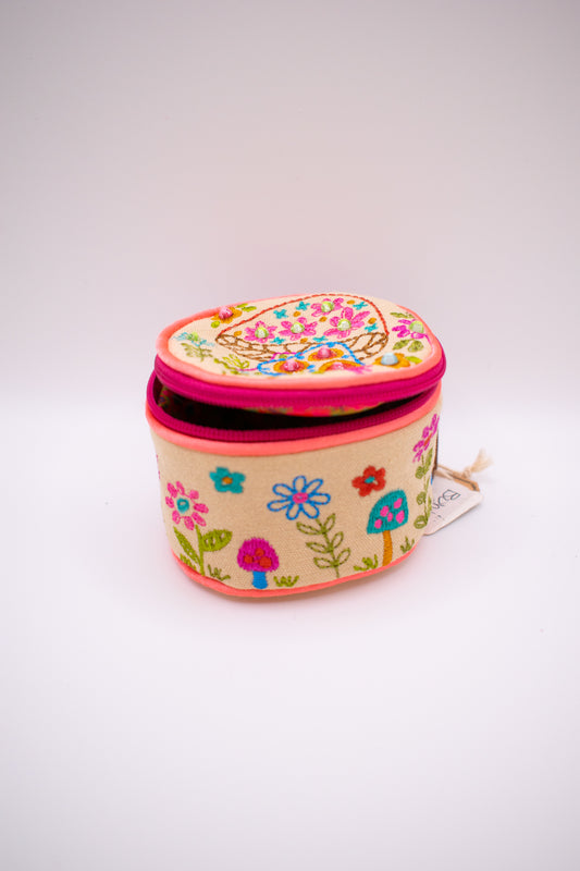 Embroidered Jewelry Case - Mushroom